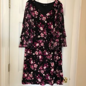 Roz & Ali Black Floral Dress 1X